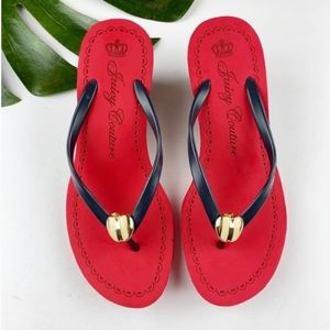 Juicy Couture Laney Wedge Flip Flop Sandals Red Size 5M